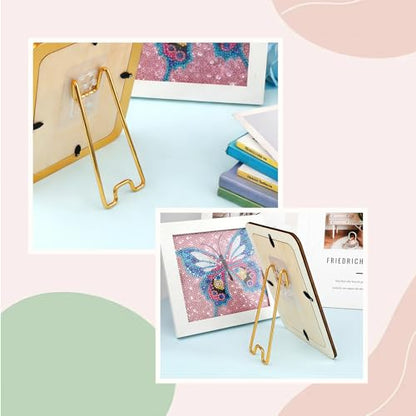 6 Pcs Adjustable Metal Picture Frame Easel Backs,Self Adhesive Photo Frame Stands for Frames,Stainless Steel Easel Back Supports for Photos Paintings Display,(Gold,5.12 ×2.12 Inch) - size: 6PCS Gold 5.12×2.12 Inch