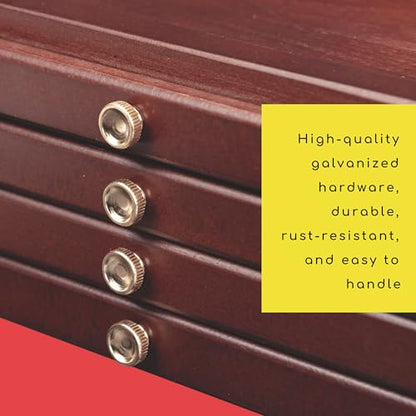 MEEDEN 4-Drawer Wood Artist Supply Storage Box, Portable Beechwood Multifunctional Pencil Brush Organizer Wood Box with Drawer&Compartments for Pastels, Pencils, Pens, Makeup Brushes(Deep Walnut) - size: 4 Layer Drawers