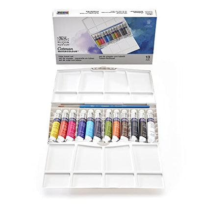 Winsor & Newton Cotman Watercolor Paint Set, 12 Colors, 8ml (0.27-oz) Tubes w/ Brush - style: 12 Tube Travel Set 8ml