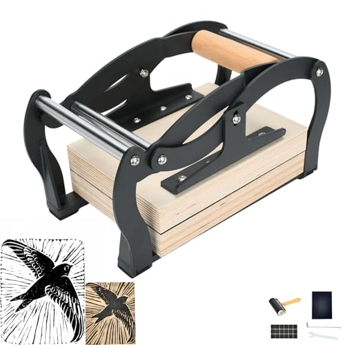 TOPOWN Mini Linocut Press for Printmaking, Linocut Printing Hand Lever Press Machine, Manual Hand Lever Printing Press Machine for Linoleum Blocks with Felt Pad(fit up to 25mm Thick Blocks, A5) - size: A5[5.83x8.27'']