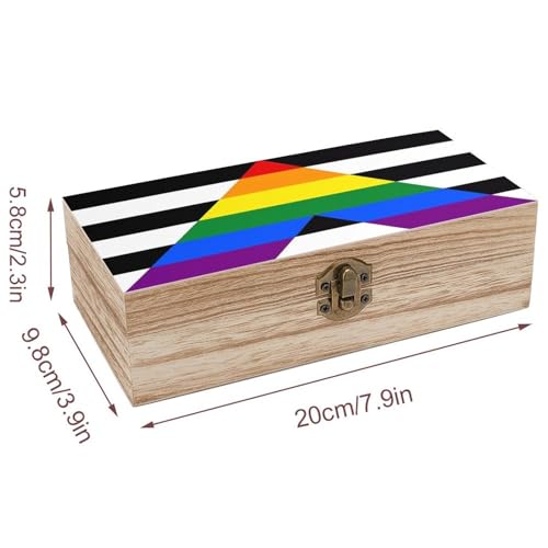 Straight Ally Pride Flag Jewelry Box Wooden Rustic Multi-Purpose Organizer with Front Clasp for Jewelry, Crafts, Accessories & Small Items - color: style-5
