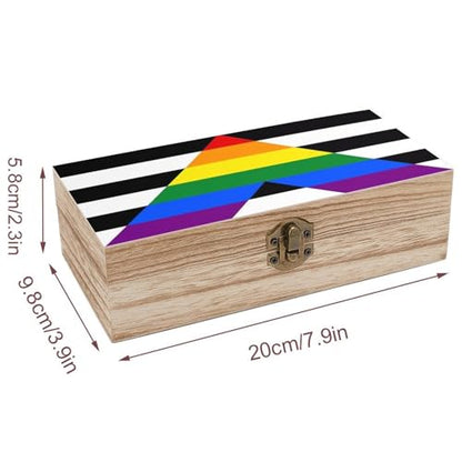 Straight Ally Pride Flag Jewelry Box Wooden Rustic Multi-Purpose Organizer with Front Clasp for Jewelry, Crafts, Accessories & Small Items - color: style-5