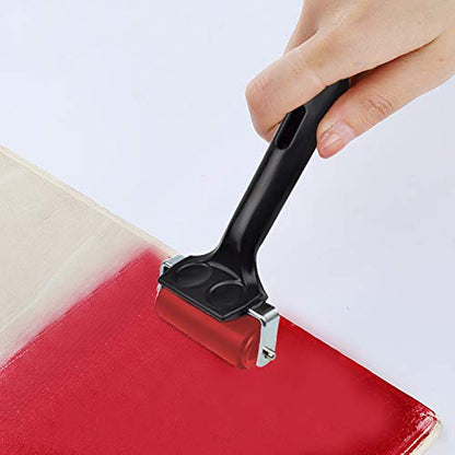 Hard Rubber Brayer Roller,Anti Skid Tape Construction Tool for Printmaking Wallpapers Stamping Gluing Application (3.8 and 2.2 Inch) - size: 3.8 and 2.2 Inch