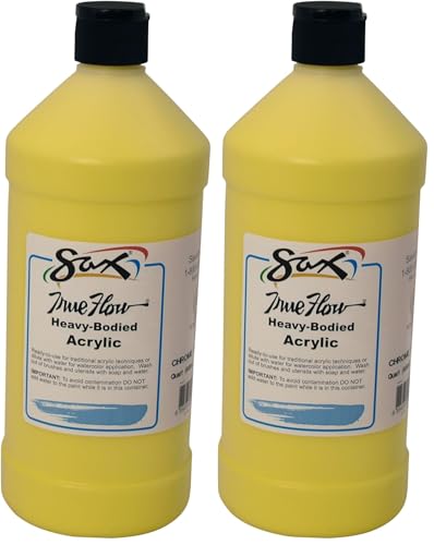 Sax True Flow Heavy Body Acrylic Paint, 1 Quart, Chrome Yellow - 409787 (Pack of 2) - color: Chrome Yellow, size: 32 Fl Oz (Pack of 2)