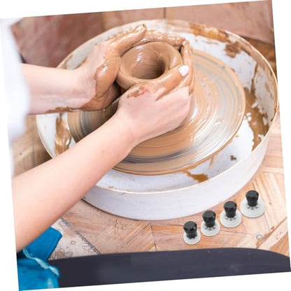 PLAFOPE 4-pc Pottery Trimming Set Ceramic Art Repair Tools Synchronized Rotation Hand Protection and Clay Trimming Spinner