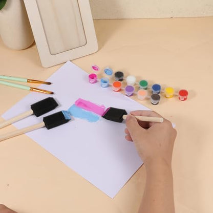 18 Pcs 1 Inch Foam Paint Brushes, Wood Handle Sponge Brushes Paint Sponges Set, Foam Brush for Painting, Wood Handle Sponge Brush for Staining, Painting Tools for Crafts, DIY Projects
