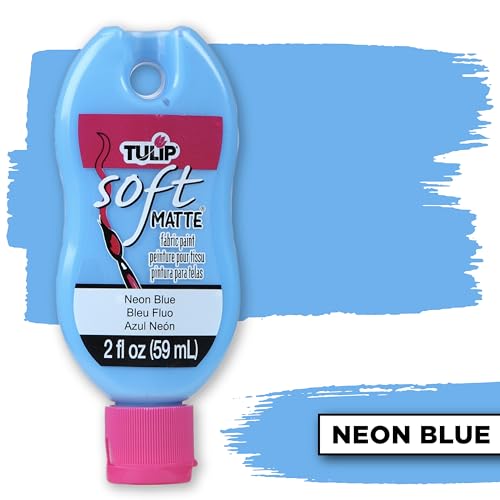 Tulip Soft Fabric Paint, Washable, Stays Soft and Flexible, Permanent Paint, for Light and Dark Fabrics, 2 fl oz, Neon Blue