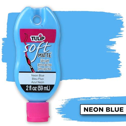 Tulip Soft Fabric Paint, Washable, Stays Soft and Flexible, Permanent Paint, for Light and Dark Fabrics, 2 fl oz, Neon Blue