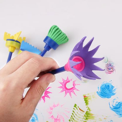 Textured Paint Brush DIY Patterns and Effects Foam Sponge Brushes Painting Stamper Unique Art Tools for Painting Drawing Crafts Varnishes 8pcs - color: D