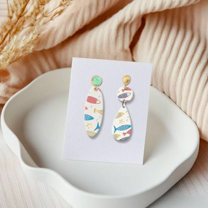 CHGCRAFT Cartoon Fish Polymer Clay Texture Sheets Seaweed Silicone Texture Stamp Clay Modeling Pattern Pad Texture Sheets for Polymer Clay Making Earrings Jewelry - style: Cartoon Fish
