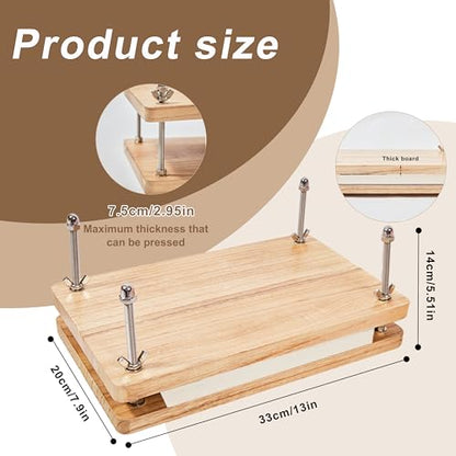 FUXAFU 50 Pcs Book Binding Kits, 13"x7.9" Inch Wooden Book Press，Books Binding Materials, with Bone Folder, Awl, Needles for DIY Bookbinding, BookRepair, Handmade Crafts