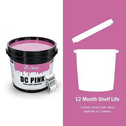 Ecotex® DC Pink Screen Printing Emulsion (Gallon - 128oz.) Diazo Required Photo Emulsion for Silk Screens and Fabric - for Screen Printing Plastisol Ink and Water Based Ink, Screen Printing Supplies - size: 128 fl oz