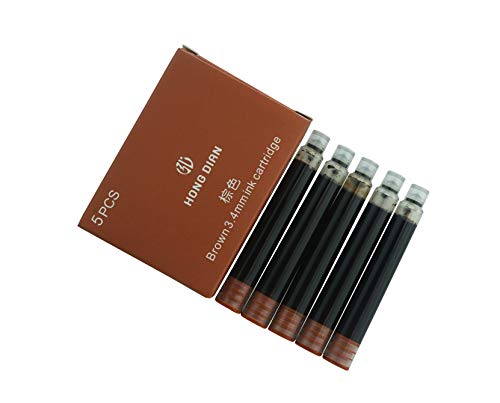 Asvine Hongdian Fountain Pen Ink Cartridges Brown Color, Set of 30 Refill Ink Cartridges, 3.4 mm Bore Diameter - color: Brown