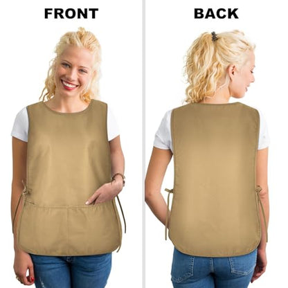 TFTAFAN Cobbler Apron Unisex Waterproof Apron with 2 Deep Pockets Art Smock for Painting Cleaning Artiest Apron work kitchen - color: Khaki