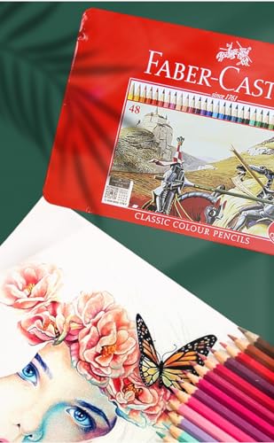 Faber-Castell (ファーバーカステル) Oil-Based Color Pencils - 48 Colors - Red Can [Parallel Import] FC115848ffa