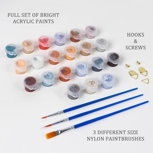 Natuyalo Paint by Numbers Kit for Adults Beginners, 12" Wx16 L Painting by Numbers Kit on Canvas Acrylic Drawing Kits Ready to Stretch and Framed, Beach Landscape - color: Color-06