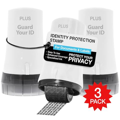 Guard Your ID Advanced 2.0 Roller Identity Privacy Stamp for Identity Theft Prevention and Security (Regular 3-Pack, White) - color: White, size: Regular 3-Pack