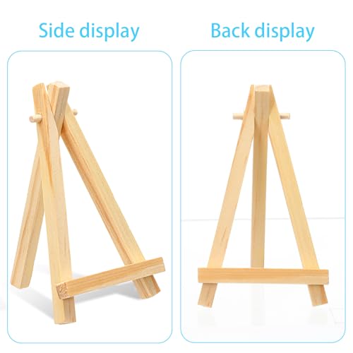 60 Pcs 5 Inch Wood Mini Easel, Art Craft Painting Small Display Easel Natural Wooden Tripod Holder Stand, A-Shaped Mini Wood Easels for Display Small Canvases Cards Photos DIY Crafts