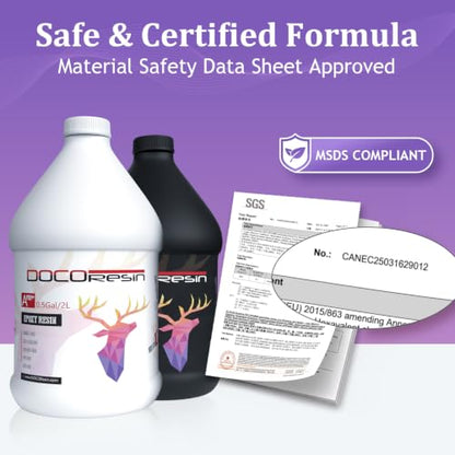 3×UV Resistant Epoxy Resin 1 Gallon Kit - MSDS Certified, Food Safe & Non Toxic Resin Epoxy for DIY Art, Craft, Jewelry Making, Molds Casting - Consistent Cure & Crystal Clear for Pros