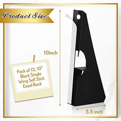 Marspark 12 Pack Poster Stand Self Stick Easel Back Poster Board Stand Convenient Peel and Stick Self Adhesive Easels Display Cardboard Sign (10 Inch) - color: Black, size: 10 Inch