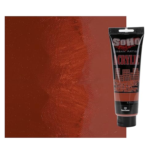 Soho Urban Artist Heavy Body Acrylic Paint - 250 ml Tube - Burnt Sienna - Thick, Rich Color, Excellent Coverage, Professional Quality - Artists Acrylic Paint - color: Burnt Sienna, size: 8.45 Fl Oz (Pack of 1)
