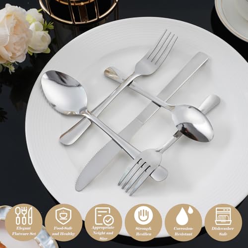 120PCS Windsor Silverware Set - Stainless Steel Silverware Set for 24 Kitchen Flatware Set Cutlery Set For Home Restaurant Hotel, Kitchen Dishwasher Safe Utensils Set Weddings, Parties, Gifts - size: 120PCS Flatware Set
