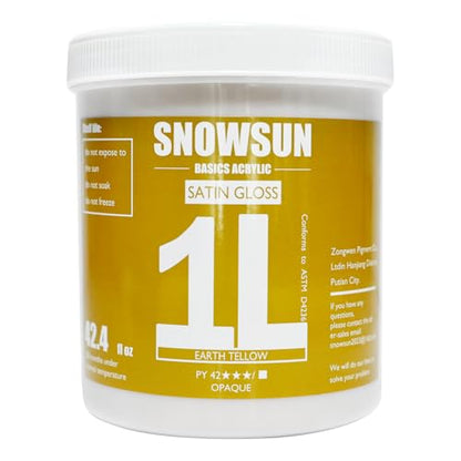 SNOWSUN Acrylic Paints, Large Bulk Heavy Body Acrylic Paint (42.4 oz, 1L) - Non Toxic Gloss Thick Art Paint for Multi-Surface, Ideal for Canvas Wood Ceramic Fabric and Leather, Stone Craft, for Artists & Beginners, Earthy Yellow - color: Earthy Yellow