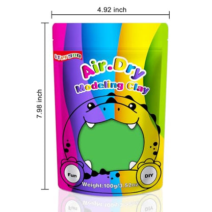ifergoo Green Air Dry Clay, DIY Creative Modeling Clay for Kids, Super Light Magic Foam Clay for Kids Age 3-12, Soft, No-Sticky & Non-Toxic, Molding Clay for School Art & Craft Project(100g/3.5oz) - color: Green/100g