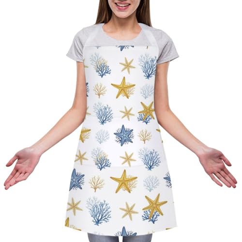 Cooking Apron for Adults with Pockets, Waterproof Oil Resistant Bib for Kitchen Restaurant BBQ Baking - color: Style (324)