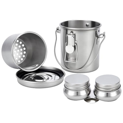 UNICRAFTALE Paint Brush Cleaner Set Stainless Steel Double Dipper Palette Cups and Portable Paint Brush Washer Holder Dipper Painting Pot Container with Lid and Clip for Drawing Oil Cleaner