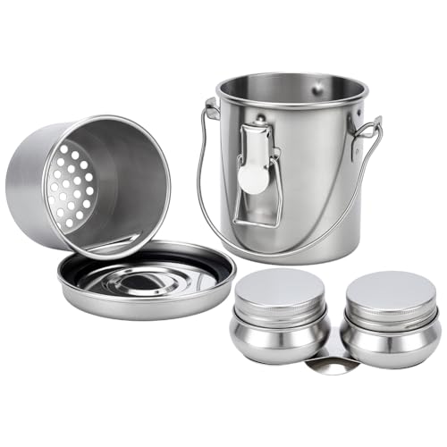 UNICRAFTALE Paint Brush Cleaner Set Stainless Steel Double Dipper Palette Cups and Portable Paint Brush Washer Holder Dipper Painting Pot Container with Lid and Clip for Drawing Oil Cleaner
