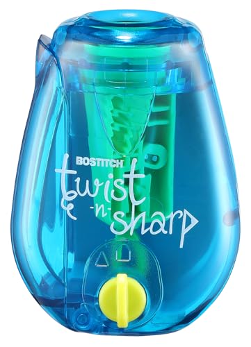 Bostitch Office Twist-n-Sharp Pencil Sharpener, for Kids & Colored Pencils, Assorted Colors (PS1-BLUE-EC) - color: Blue, size: Single