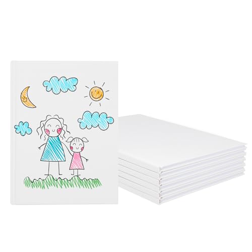zmybcpack 6 Pack White Hardcover Blank Book 6x8 inch, Hardcover Blank Book for Students to Write Stories, Draw Sketch Journal（White，22 Sheets/ 44 Pages Each） - size: 6x8"(6 pack)