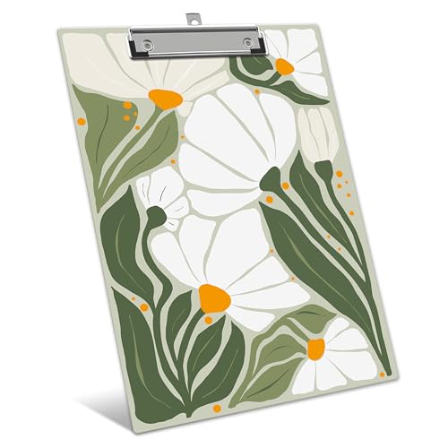 Boho Clipboard, Cute ClipBoards with Low Profile Clip for Teachers Students, Floral Decorative ClipBoards Suitable for School Office, 12.6 x 9 Inch Size - C01 - style: Floral