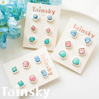 Tainsky 20 Shapes Embedded Polymer Clay Cutters - Gem Studs Clay Jewelry Making Tools, Earring Cutters (Studs) - color: Stud Set