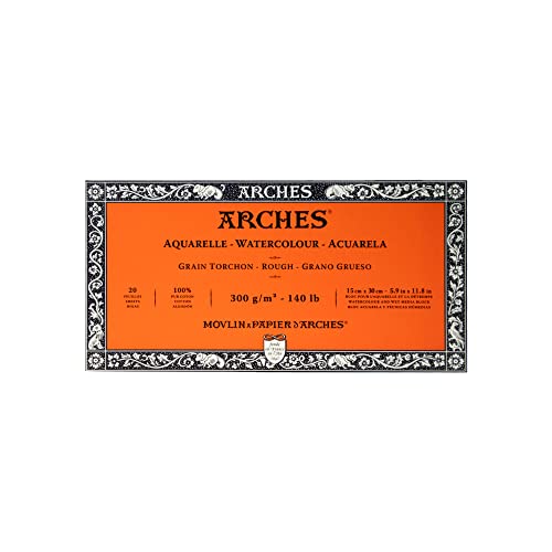Arches Watercolor Paper Block, Rough, 5.9" x 11.8", 140 pound - size: 5.9"x11.8", style: Rough