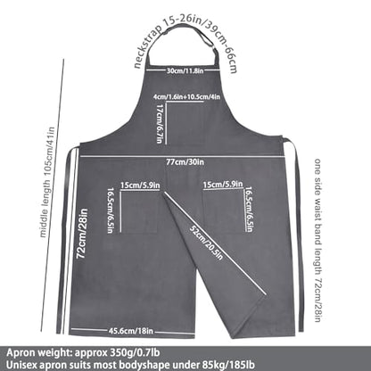 Molaxhome Split Apron with 3 Pockets,Unisex Pottery Apron with Adjustable Strap for Kitchen Ceramics - color: Grey