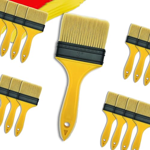 Not Chip Brush, Paint Brushes for Walls 3 inch 14 Pack, S.Chip Brush Never Lose Bristles - Small Package, 100% Plastic, for Paint, Glues, Stains and Completely Recyclable - size: 3 inch, 14 pcs