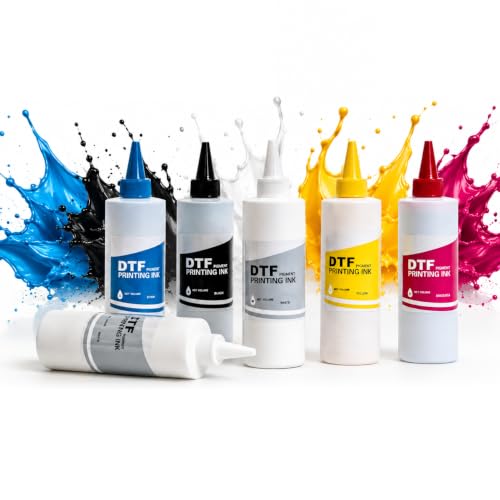 DTF Ink for Epson Printers, 5 Colors (CMYK+White), Direct to Film Transfer, High Density & Vibrant Colors, Anti-Clogging, Wash Durable for T-Shirt Printing - color: Multicolor, size: 100 ml