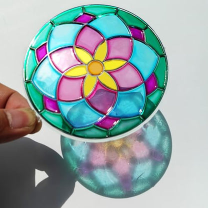 Ayhuhra 30 Sets Mandala Suncatchers Craft Kits Stained Glass DIY Window Paint Art Flower Suncatcher Kits for Spring Summer Party Activities Art Project Party Favors (Mandala) - style: Mandala