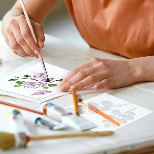 Marspark 72 Pcs Small Stencils for Crafts Reusable 3 Inch Stencils for Painting on Wood DIY Craft Paint Template for Wall Home Decor Card Rock Canvas Drawing Holiday (Flowering Plants) - style: Flowering Plants