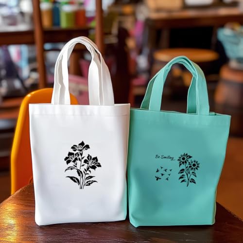 2 Sheets Flower Borders Silkscreen Stencil, Reusable Self-Adhesive Silk Screen Printing Floral and Butterfly Pattern Mesh Rose Sunflower Stencil for Painting on Wood Fabric DIY T-Shirt - style: Floral and Butterfly