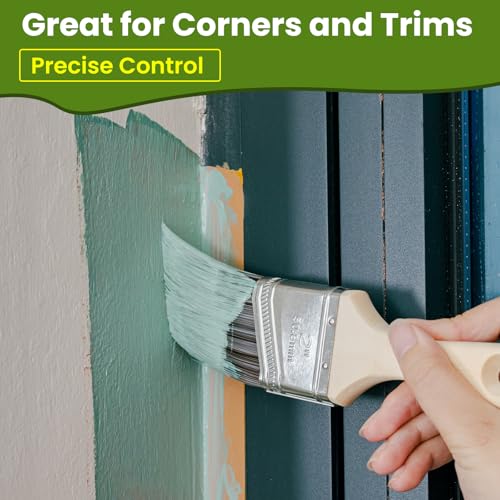 Paint Brushes, 2 Inch, Angled Brushes with Short Handle, 3 Pack, Shortcut Paintbrush for Paints and Stains, Small Paint Brushes for Walls, Furniture, Cabinets and Home Improvement - size: 2 Inch Angled, 3 Pack