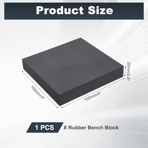 HARFINGTON Rubber Bench Block 4"x4"x0.8" Black Rubber Stamping Block Square Anti Vibration Pads for Jewelry Making Hammering Shaping Chasing Flattening Metals - size: 4"x4"x0.8"