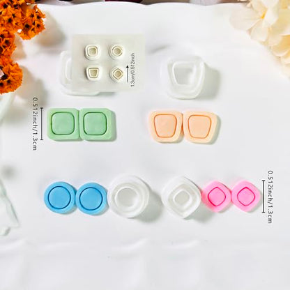 Xaekicr Polymer Clay Cutters Geometric Stud Earring Set – 4 Pairs Modern Clay Cutters for Polymer Clay Jewelry, Clay Tools and Molds for DIY Earrings - color: O color