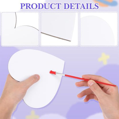 Gadpiparty 5pcs Heart Shaped Canvas Cotton Painting Board Blank Canvas Frame Cotton Panel Boards Art Paintings Board Oil Paint Canvas Sketchpad for Craft (White)