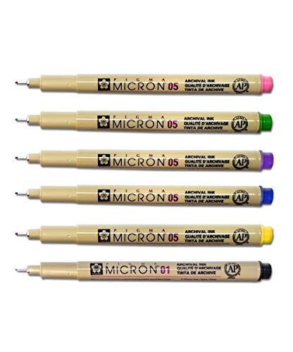 G.T. Luscombe Company, Inc. Pigma Micron 01 Fine & 05 Medium Point Bible Study Pen Kit | No Smearing or Fading | Bible Safe | Artist Pens | No Bleed Pigmented Ink (Set of 6) | New Packaging | - style: Set of 6