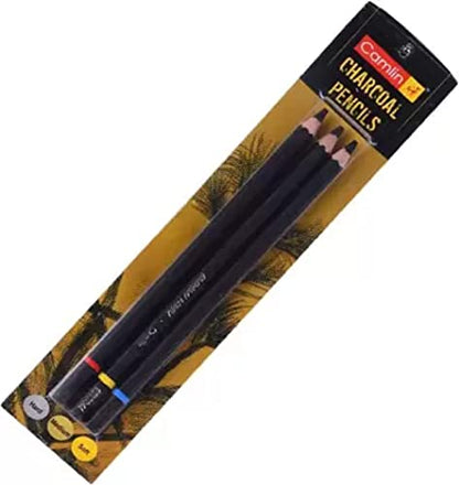 Camlin Charcoal Pencil Hard Medium Soft Pack Of 2 Artist Art & Craft Skecthing Shading Grade pencil