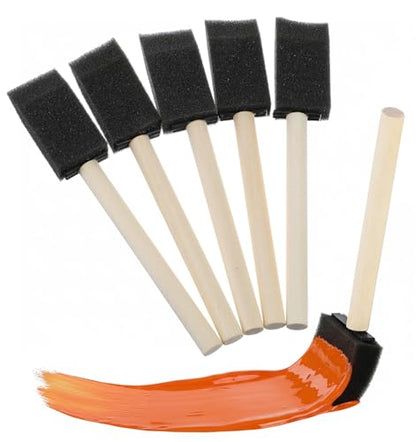 5 Pcs Foam Brush, Foam Paint Brushes 1 Inch Black Wood Handle Foams Brushes for Painting, Varnishes & DIY Projects