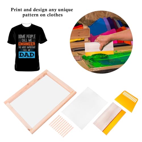 SUPVOX Screen Printing Starter Kit with Wood Silk Screen Frame, Transparency Inkjet Film, Squeegee and Wood Stick for Fabric Printing and Craft Projects